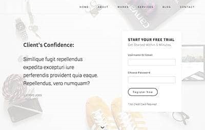 Testimonials Register Form